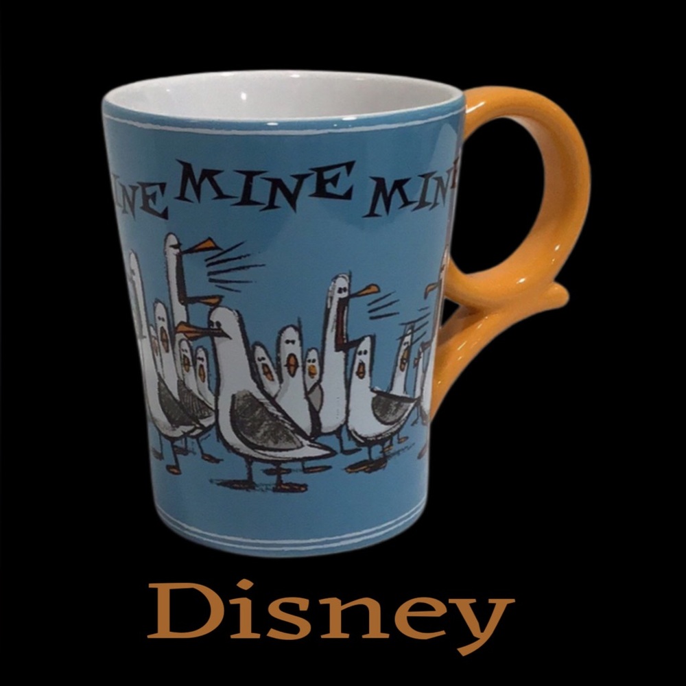 New DISNEY Parks Finding Nemo Seagulls Mine Mine Mine Ceramic Blue 12 oz Mug